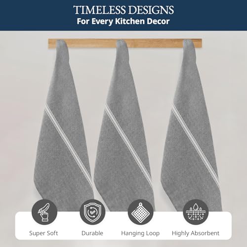 LANE LINEN Tea Towels 100% Cotton Absorbent Lint-Free 6 Pack - color: 04: Grey Chambray, size: 06 Pack