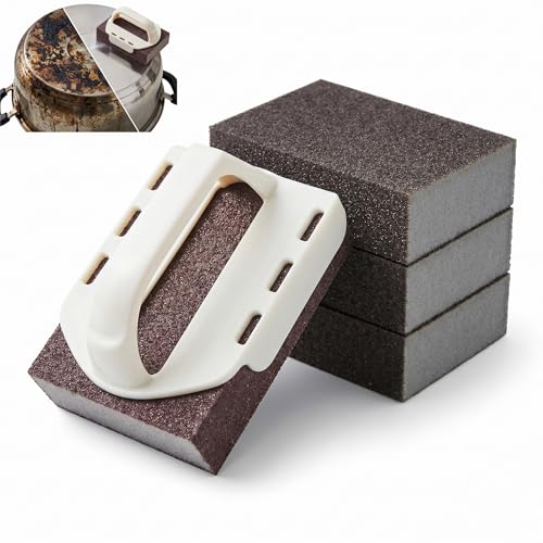 Magic Emery Cleaning Sponge,Heavy Duty Nano Sponge Eraser, Magic Carbide Cleaning Sponge for Rust & Grease Remover, Steeli Sponge Alternative, Magic Eraser Sponge for Pans(4 Sponges with Handle) - size: 4 Sponges With Handle