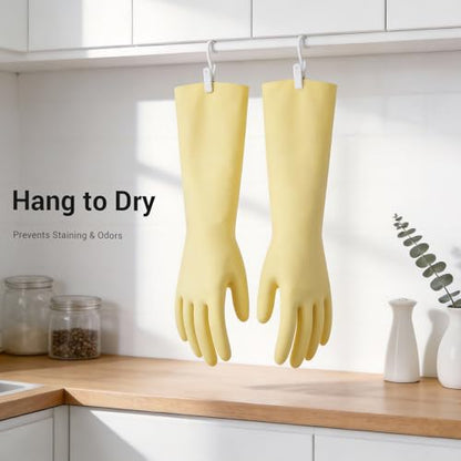 ThxToms 2 Pair Nitrile Dishwashing Cleaning Gloves,with Cotton Flocked Liner,Skin-Friendly & Anti-Slip Design,Y&P - size: Small