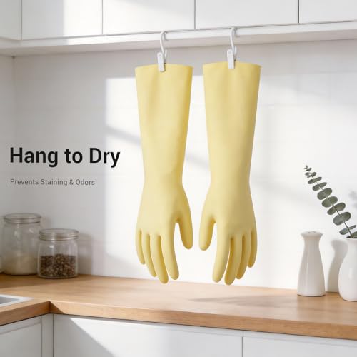 ThxToms 2 Pair Nitrile Dishwashing Cleaning Gloves,with Cotton Flocked Liner,Skin-Friendly & Anti-Slip Design,Y&P - size: Medium