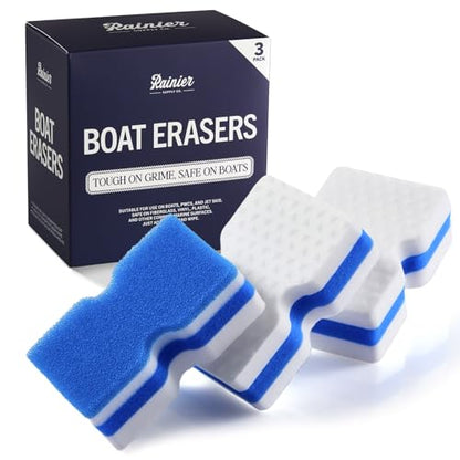 RainierSupplyCo Boat Scuff Eraser - Magic Boat Erasers for Cleaning Seats, Hulls, & Interiors - Non-Toxic & Safe for Vinyl, Leather & Fiberglass Surfaces - Ideal for Pontoon and Marine Cleaning Kits