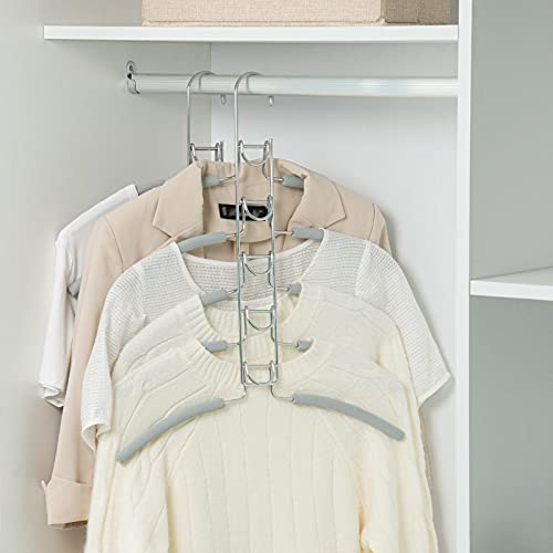 Nature Smile No Shoulder Bump Multiple Sweater Coat Clothes Hangers,Multi Layers Space Saving T Shirt Blouse Rack,(2 Pack Light Grey Color) - color: Grey Color