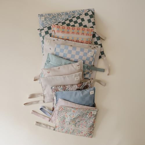 mushie Water Resistant Wet Bags | Large & Small Reusable Storage Bag for Baby Items and Travel | Zippered Pockets with Handle | Machine Washable, Set of 2 (Tradewinds) - color: Tradewinds