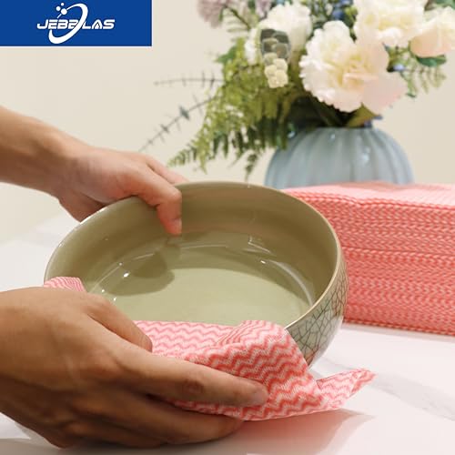 JEBBLAS Handi Wipes Reusable Cloths Dry Cleaning Cloths Dish Towel Kitchen Towel Handy Cleaning Wipes,Pack of 50, Red - color: Red