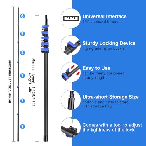 DOBEN 4.7-24FT Carbon Fiber Window Squeegee with Extension Pole