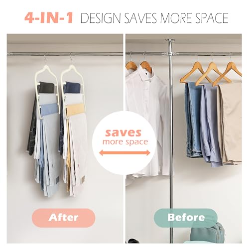 Velvet Pant Clothes Hanger Space Saving Non Slip Hanger Jean Slack Hangers - color: Beige