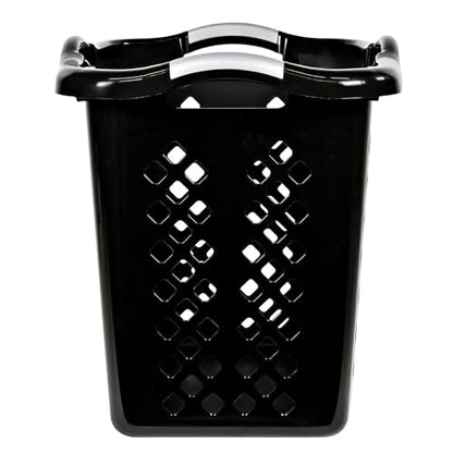 2 bushel laundry baskets with silver handles, black, 2-pack
