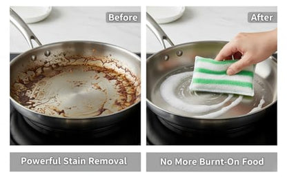 Scrub Sponges for Dishes, Non-Scratch Scrubbing Sponges for Kitchen - Dual-Sided Scouring Pads for Heavy Duty Cleaning - Sustainable Cellulose & Durable Fiber (12Pack)