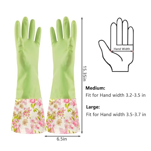KINGFINGER Rubber Latex Waterproof Dishwashing Gloves for Kitchen,Precision Flocking Household Cleaning Gloves 2 pairs - size: Large (Pack of 2)