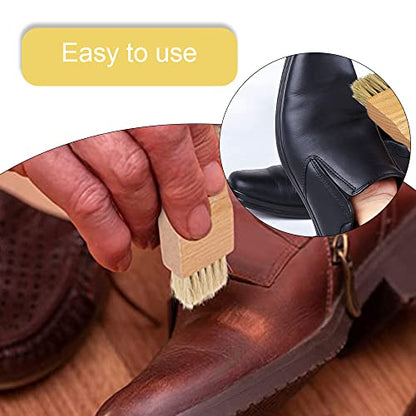 2 Pcs Shoe Polish Applicator Brushes Small Shoe Cleaning Brushes Wooden Handle Shine Shoes Brushes for Leather Boots Shoes Bags