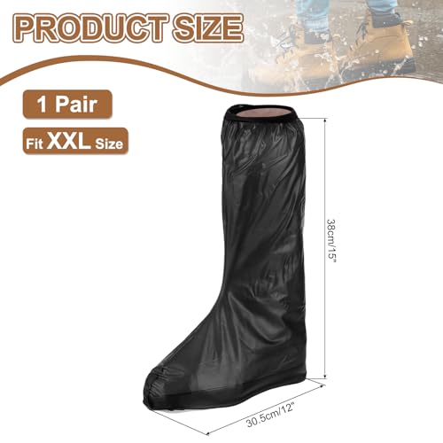 HARFINGTON Waterproof Shoes Cover XXL (US 8) Non-Slip Overshoes with Zipper - color: Black, size: XXL (US 8)