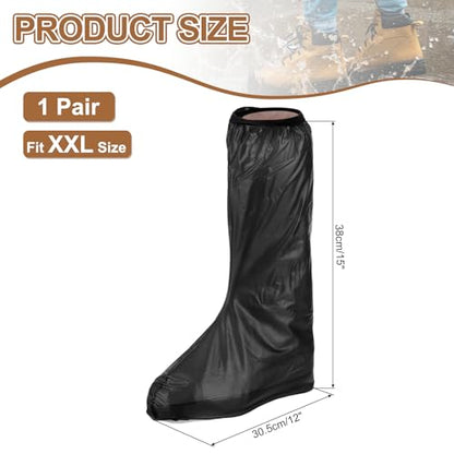HARFINGTON Waterproof Shoes Cover XXL (US 8) Non-Slip Overshoes with Zipper - color: Black, size: XXL (US 8)