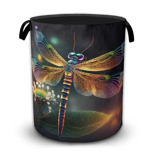 Dreamy Dragonfly Laundry Basket with Waterproof Coating, Collapsible Clothes Hamper, Large Storage Bin with Handles for Bedroom Bathroom Laundry Room - color: Dreamy Dragonfly