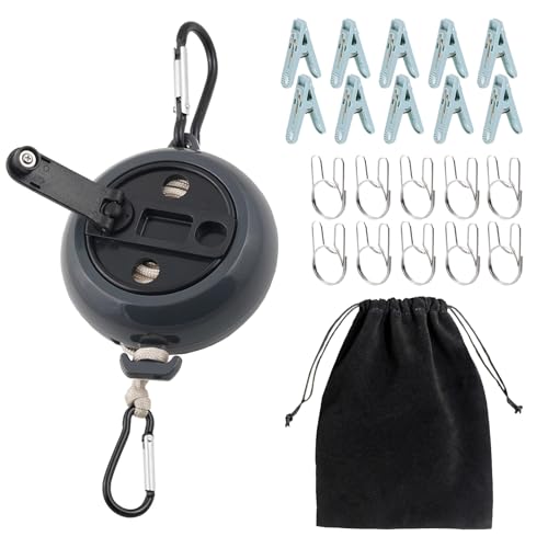 32Ft Portable Travel Clothesline is also an Outdoor Camping Clothesline, Cruising Clothesline for Drying Clothes on Cruise Ships with 10 Windproof clips, 10 Clothespins, 1 Storage Bag (Black) - color: Black