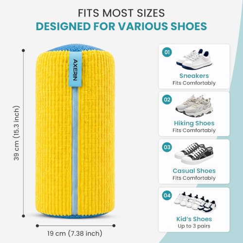 Shoe Washing Machine Bag for Washer and Dryer – 2pc Reusable Shoe Cleaning Bag for Sneakers & Tennis Shoes - color: Yellow