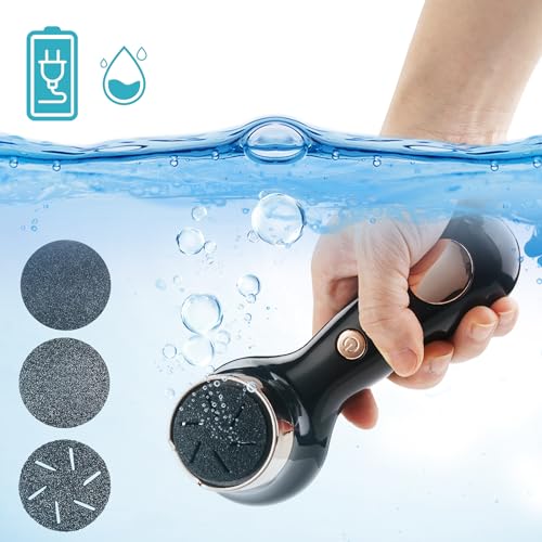 Electric Foot Callus Removers for Feet - Rechargeable Waterproof Portable Electronic Foot File Pedicure Tools for Cracked Heels Dead Skin - style: Black gold