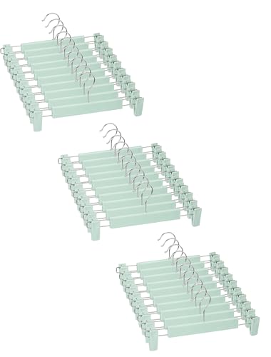 Pants Hangers with Clips, Skirt Hangers, 30 Pack, Light Green - color: Light Green, size: 30Pack