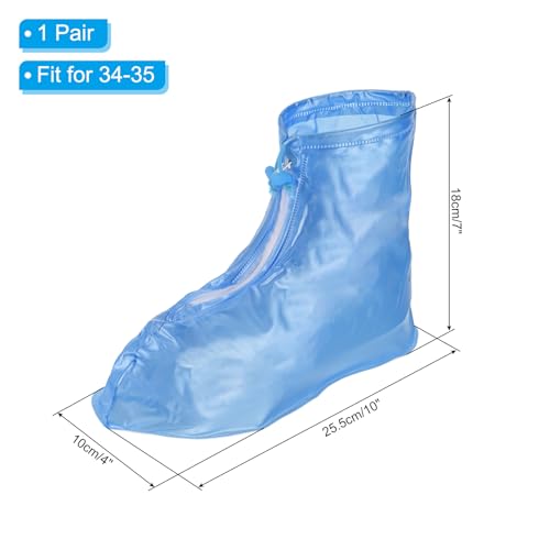 PATIKIL S Waterproof Shoe Cover, 1 Pair PVC Reusable Non-Slip Overshoes Rain Shoe Covers Galoshes Snow Boot Protector with Zipper for Men Women Rainy Outdoor, Blue - color: Blue, size: S(3.5-4.5)