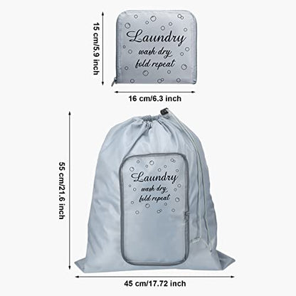Boao 2 Pcs Travel Laundry Bag with Drawstring Zipper - color: Pink, Gray, size: Bubble
