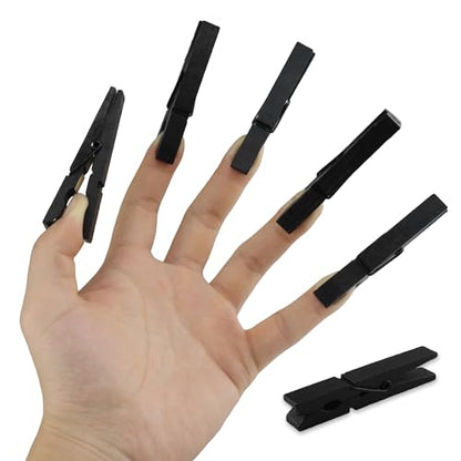 HEEHEE 24 PCS 2.83 Inch Black Wooden Clothespins Strong Spring Grip Durable Natural Wood Texture Multipurpose for Crafts Laundry Photo Hanging - size: Black 2.83x0.39" (7.2x1cm)-24 PCS