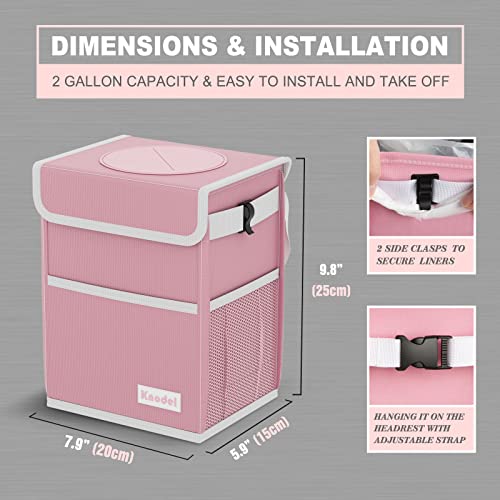 K KNODEL Car Trash Can with Lid, Car Garbage, Bin and Bag (Pink, Medium) - color: Pink, size: Medium