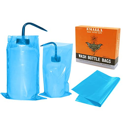 Tattoo Wash Bottle Bags, Usiriy 250pcs Wash Bottle Covers Sleeves - color: Blue Bottle Bags