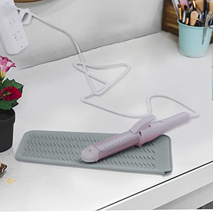 Silicone Heat Resistant Mat Pouch for Hair Straightener,Curling Iron, Grey - color: Grey, size: 2 Pack