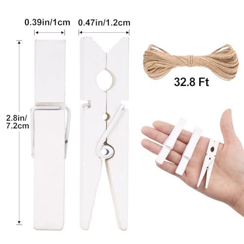 jijAcraft 2.9 Inch Large Clothes Pins - 50Pcs Wooden Clothespins - color: White Brown, size: 2.9 inch, 50 pcs