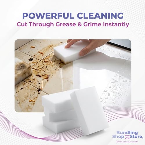 Melamine Sponge- Cleaning Pads 120 Count, High Density, Scratch Free Sponges (3.93in X 2.36in X 0.78in) for Kitchen, Bathroom, Tiles, Walls & Multi-Surface Cleaning