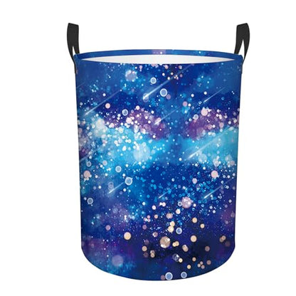 Laundry Hamper, 43L Round Universe Sky Laundry Basket - color: blue