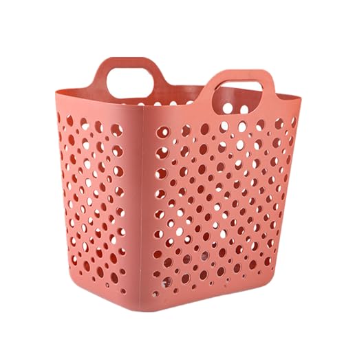 Portable Laundry Hamper with Handles - Foldable Rectangle Clothes Basket for Bedroom, Bathroom, Dorm, or Storage - Durable Plastic Laundry Organizer (Red, Large) - color: Red, size: Large