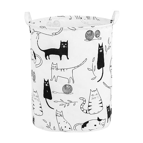 Foldable Baby Laundry Basket Hamper for Nursery Girl Boy kids Clothes laundry hamper basket Portable Tall Collapsible Cute Laundry Basket Organizer, Nursery Storage Basket with Handles (Animal Cats) - color: Animal Cats