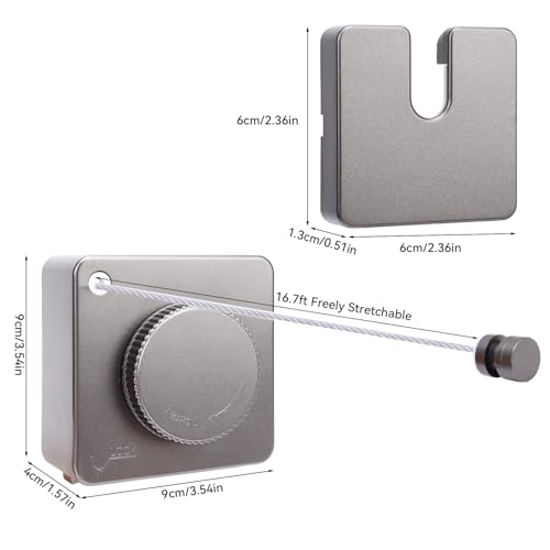 Retractable Wall-Mounted Indoor Clothesline, Stainless Steel Retractable Dryer Clothesline Convenient Non-Sagging ABS Drying Rope for Laundry Room Balcony Bathroom, 20kg Weight