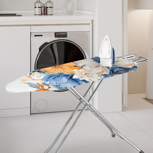 Flashideas Flower Ironing Board Cover and Pad 15x54 Inch Standard Ironing Board Cover with Elastic Edge and Hook and Loop Fasteners Scorch and Stain Resistant Cotton - color: Flower 1