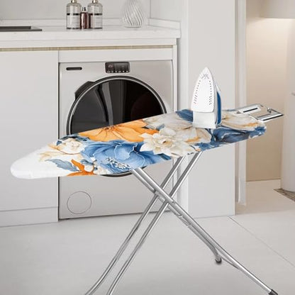 Flashideas Flower Ironing Board Cover and Pad 15x54 Inch Standard Ironing Board Cover with Elastic Edge and Hook and Loop Fasteners Scorch and Stain Resistant Cotton - color: Flower 1