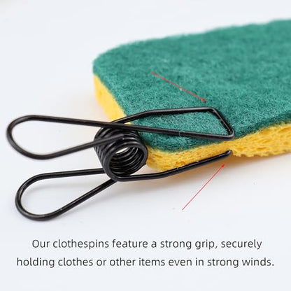 14 PCS Stainless Steel Large Black Clothes Pins, High Elasticity Strength Clothespins - Heavy Duty Multipurpose Metal Wire Chip Clips, 2.83 Inch for Laundry Home, Kitchen, Outdoor, Office - size: 2.83 Inch (7.2x1.8cm)-Black-14 PCS