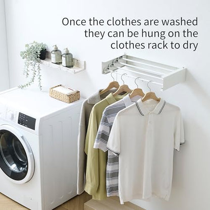 RFOUO Wall Mounted Clothes Drying Rack,White 19.7", - size: 19.7 Inch without hooks