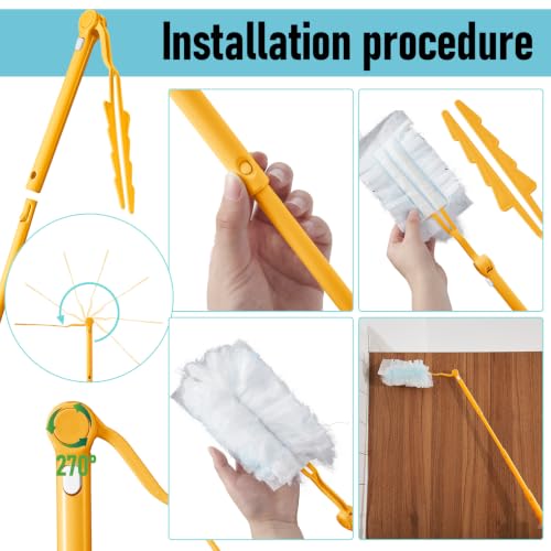 Colingmill 4 Pack Replacement Duster Handles, 3 Ft Extendable, Yellow - color: Yellow