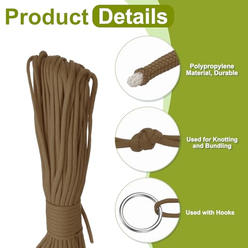 uxcell 4mm Nylon Rope, 10ft Portable Clothesline for Luggage and Backpack Tie Downs, Hanging Clothes, Swings, Camping and Mountaineering Tie Downs, Brown - color: Brown