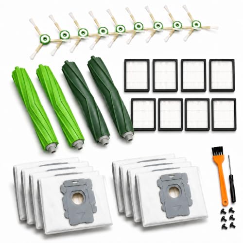 26 Replacement Parts for iRobot Roomba i7 i7+ i3 i3+ i4 i4+ i5 i5+ i6 i6+ i8 i8+ E5 E6 E7 Robot Vacuum Accessories, 2 Rubber Roller 8 Filters 8 Side Brushes 8 Vacuum Bags（NOT Fit the Combo J7+） - size: 26Pcs Roomba i7 Parts