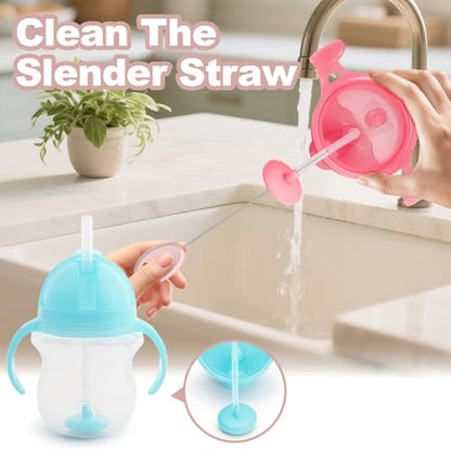 YOTIME 4in1 Standing Straw Cleaner Brush with Holder for Straws, Pink - style: Kids' Size | Pink