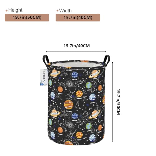Round collapsible Solar System planet Laundry Hamper for Adults Kids - color: Black Planet