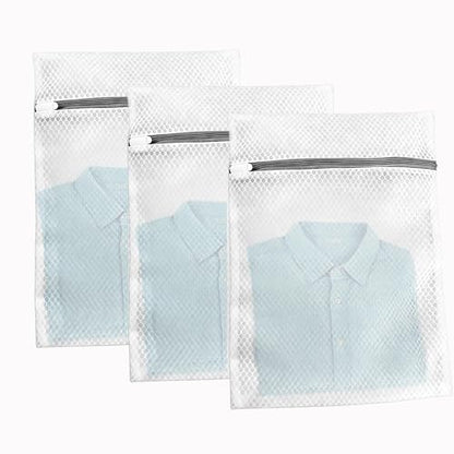 Laundry Bags Mesh Wash Bags for Delicates, 3Pcs 12"x16" honeycomb mesh fine Storage Bag, sturdy smooth zipper, suitable for shirts, underwear, bras, shoes (3)
