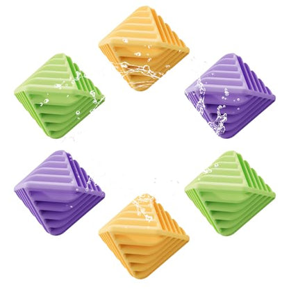 Reusable Dryer Balls Anti Static, 6 PCS Laundry Agitator Balls for Laundry, Blue Purple Yellow Non-Toxic Washing Balls Tangle Free for Washer, Softens Fabrics, Prevents Tangles, Rubik Cube - size: Large-2.6in