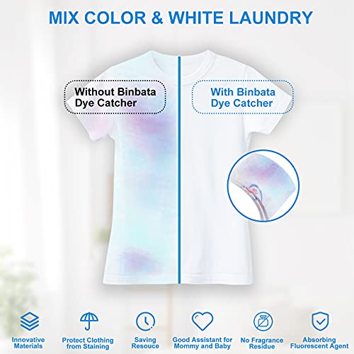 Binbata Color Grasper for Laundry 76 Count, Dye Catcher Color Absorber