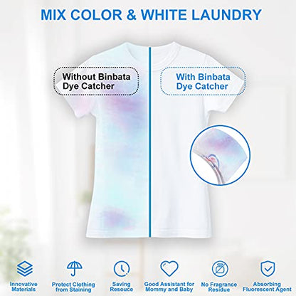 Binbata Color Grasper for Laundry 76 Count, Dye Catcher Color Absorber