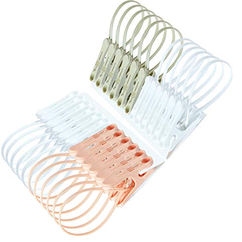 Clothes Pins 24pcs,Cute Sturdy Small Mini Clothes Pins with Plastic Rope - color: White,pink,gray-24pack