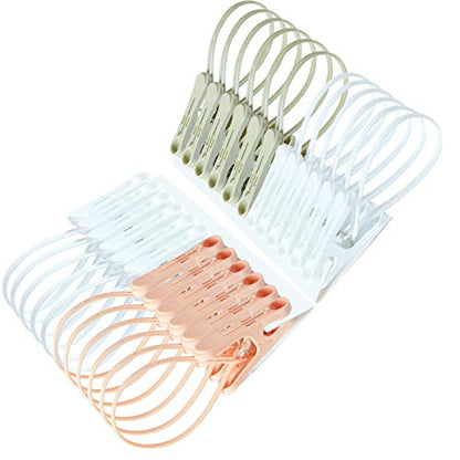 Clothes Pins 24pcs,Cute Sturdy Small Mini Clothes Pins with Plastic Rope - color: White,pink,gray-24pack