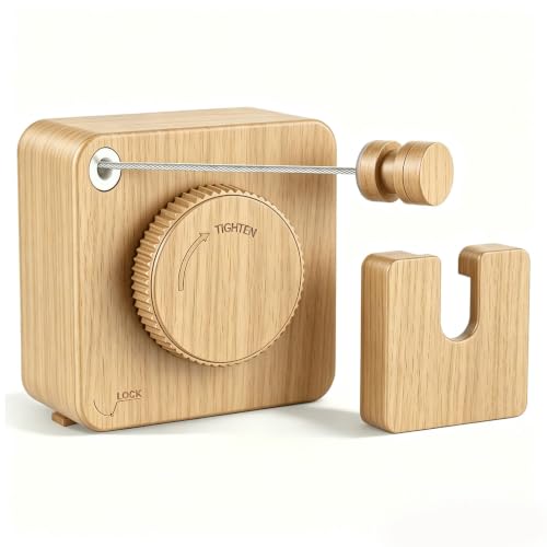 Anti-Sag Retractable Clothesline 40LB Capacity - 201in Stainless Steel Laundry Line for Indoor Outdoor, Wall Mounted Space Saving Easy Install (Light Wood Grain, Single line) - color: Light Wood Grain, size: Single line