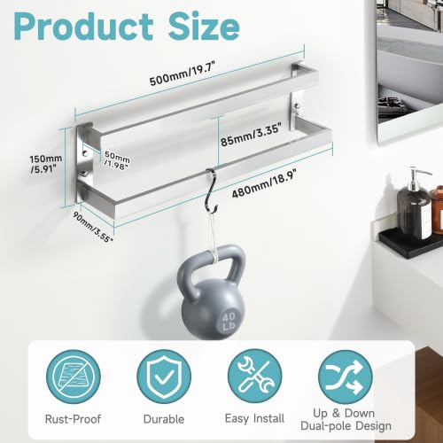 Alise Double Towel Bar, 20" Double Towel Racks for Bathroom, Brushed Nickel - color: Brushed Nickel, size: 20-inch